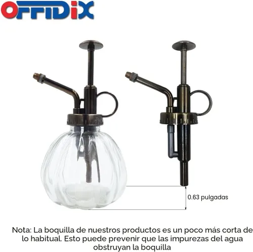 Vista 6 de OFFIDIX Botella rociadora de vidrio transparente, 6.3 pulgadas de alto, estilo vintage con bomba superior de plástico de bronce, regadera de vidrio