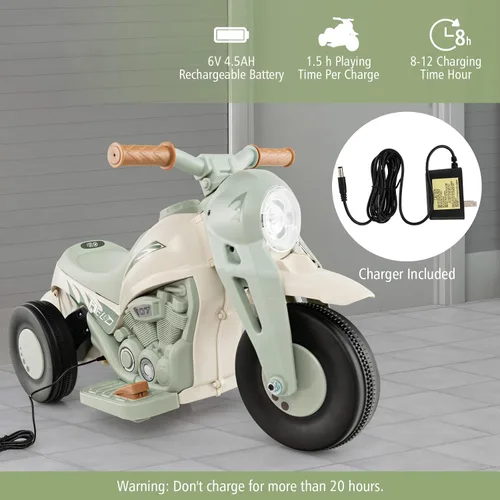 Vista 7 de Costzon Motocicleta Infantil, Motocicleta Eléctrica de 6V con Pilas, con Fabricante de Burbujas, Música, Faro LED, Hacia Adelante y Hacia Atrás