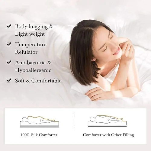 Vista 6 de Mommesilk Edredón/Colchón/Colcha de Seda, 100% Seda Natural de Hebra Larga, Fresco para Otoño, Lavable a Máquina (Cal.King)