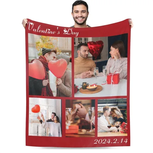 Vista 16 de Manta personalizada con imagen, mantas personalizadas para familia, marido, esposa, en cumpleaños, Navidad