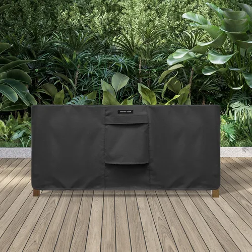 Vista 7 de Funda resistente para muebles de exterior, fundas cuadradas y rectangulares impermeables con rejillas de ventilación de aire, para otomanas, mesas