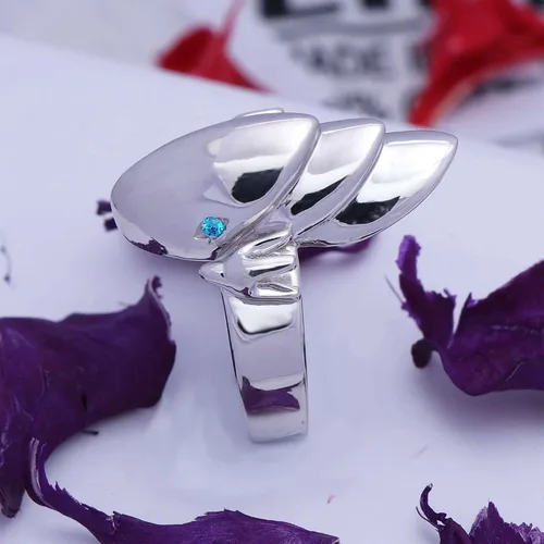 Vista 3 de Black Pearl Ind Blue Topaz 925 - Anillo de dragón blanco de anime Yu Gi Oh Seto Kaiba con acabado en oro blanco