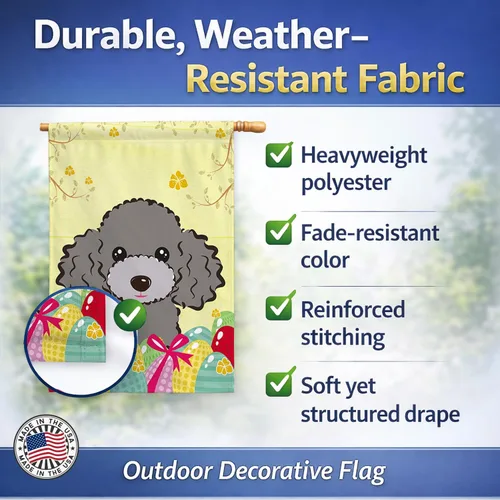 Vista 143 de Caroline's Treasures BB1923GF Bandera decorativa para jardín con diseño de Border Collie, para caza de huevos de Pascua, para jardín, jardín, patio