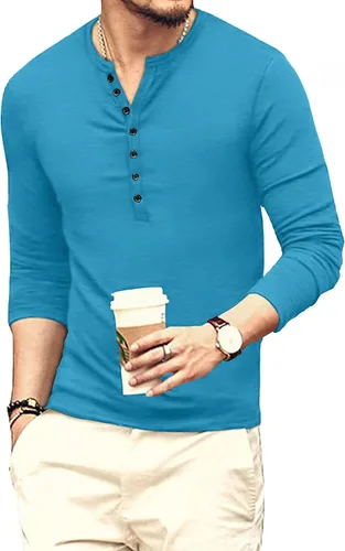 Vista 2 de YTD - Camiseta de manga larga para hombre estilo informal corte ajustado