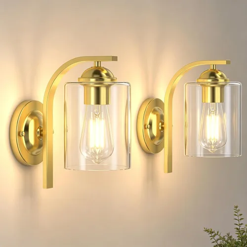 Vista 13 de Phaosio Apliques de pared dorados para baño, lámparas modernas de tocador