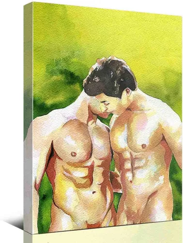 Vista 12 de DAVUD Decoración artística para hombre, pintura de acuarela, hombre gay y baño gay, arte de pared para el hogar, bar, decoración de pared, arte