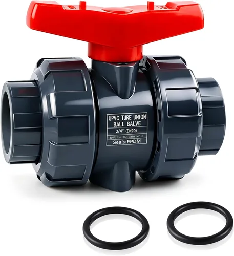 Vista 10 de Válvula de bola de unión de PVC, 1-1/2 pulgadas (DN40) Válvula de bola de unión verdadera de flujo completo con junta tórica ASTM EPDM, enchufe