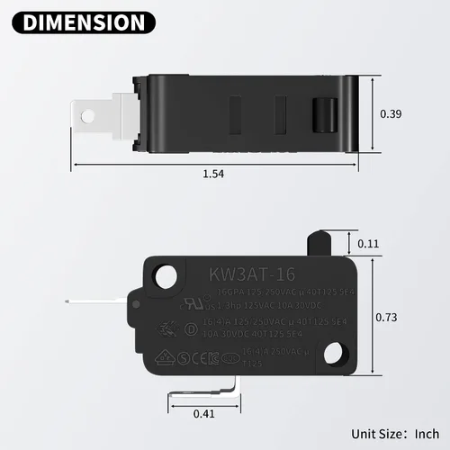 Vista 2 de DaierTek Interruptor de puerta de microondas KW3A/KW3AT 16A 125VAC/250VAC Enclavamiento de puerta 4 Normalmente abierto 2 Interruptor de horno