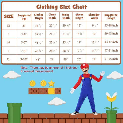 Vista 5 de Mario Costume for Kids-Halloween Plumber Costume for Boys with Accessory