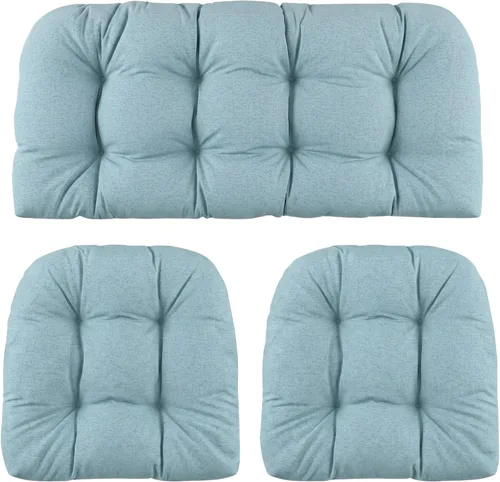 Vista 10 de RSH DECOR: Sunbrella - Juego de 3 cojines de mimbre copetudos 41 x 19 pulgadas y 19 x 19 pulgadas Fabricado con tela de rendimiento Sunbrella
