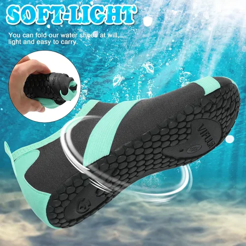 Vista 5 de VIFUUR Zapatos de agua para hombre y mujer, calcetines acuáticos de secado rápido para playa, natación, yoga, deportes al aire libre