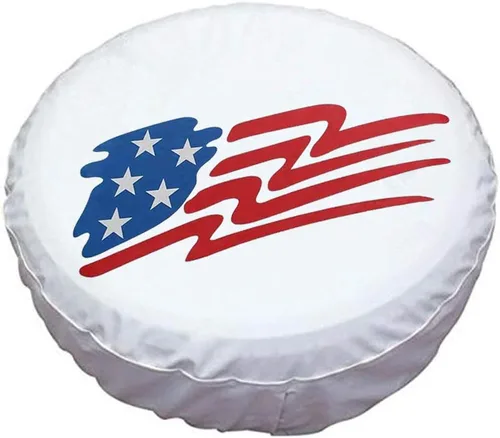 Vista 11 de Cubierta de rueda de repuesto, de piel de PVC, impermeable, a prueba de polvo, con bandera estadounidense, para Jeep Liberty Wrangler Rv Backoff