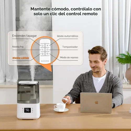 Vista 4 de BOXING Humidificadores de niebla cálida y fría para dormitorio, habitación grande, hogar, humidificador de aire con control remoto, difusor