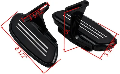 Vista 3 de Tablas de suelo traseras negras y soporte de montaje compatibles con Harley Motorcycle Road King Street Tri Electra Glide 93-18 Negro