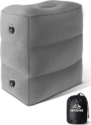 Vista 6 de Almohada Reposapiés Inflable para Viaje, Cama de Avión para Niños, Almohada de Reposo de Piernas de 3 Capas Ajustable, Artículos Esenciales de Viaje