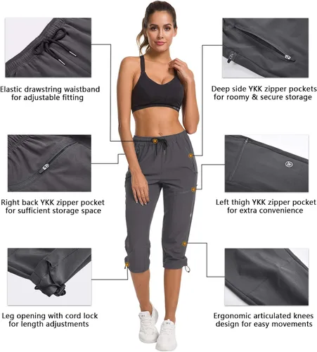 Vista 2 de ChinFun Pantalones capri de senderismo para mujer de secado rápido resistentes al agua UPF 50