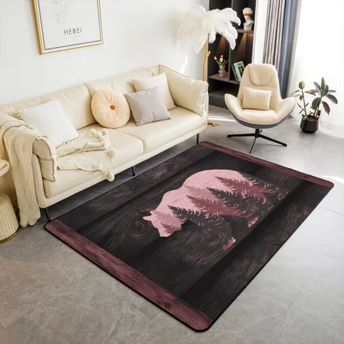 Vista 26 de Castle Fairy Bear Family - Alfombra antideslizante de 3 x 5 pies, diseño de animales salvajes, color negro, para niños, adolescentes y adultos