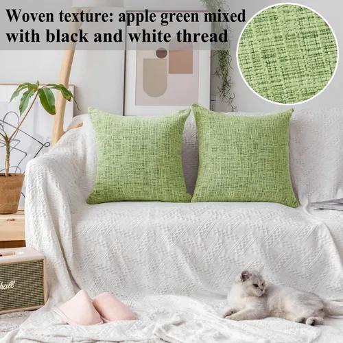Vista 3 de Home Brilliant Fundas de almohada de primavera de 18 x 18 pulgadas, fundas de almohada decorativas de terciopelo chenille a rayas para decoración