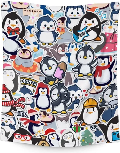 Vista 15 de Manta de pingüino para regalar – Manta de 30 x 40 pulgadas para adultos y niños, mantas negras de felpa suave para sofá, oficina