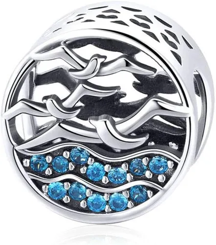 Vista 10 de Dije de plata de ley 925 para perro, dinosaurio, araña, gato, animal, delfín, ratón para pulsera Pandora Mariposa