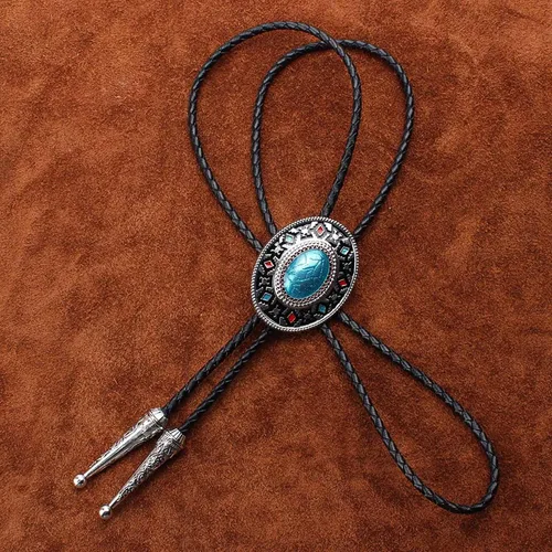 Vista 121 de Jeilwiy Corbata de bolo para hombre, corbata de vaquero occidental, collar de corbata de bolo dorado, corbata de cuero, corbata de Halloween