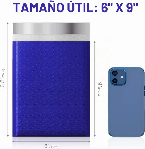 Vista 2 de Metronic Sobres de burbujas de 6 x 10 pulgadas, paquete de 100 sobres Azul