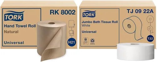 Vista 9 de Tork Rollo de toalla de mano de papel natural H21 100% fibra reciclada, ajuste universal, 6 rollos x 800 pies (RK8002)