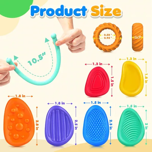 Vista 5 de Juguetes Sensoriales Fidget para Niños: Paquete de 26 Fidgets Silenciosos Blanditos para Premios de Estudiantes de Aula - Anillos Fidget Suaves