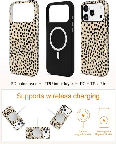 Vista 290 de Jusy Funda compatible con MagSafe con estampado de caparazón de tortuga marrón para iPhone 7/8/SE, cubierta protectora de TPU suave magnética