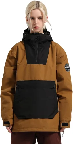 Vista 14 de GSOU SNOW - Chaqueta de esquí para mujer, abrigo de nieve, impermeable, cortavientos, chaqueta de snowboard, aislada, cálida, para invierno