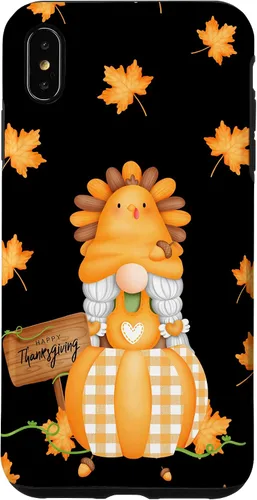 Vista 7 de Funda para iPhone 12 mini de Acción de Gracias de Gnomo, hojas de otoño a cuadros