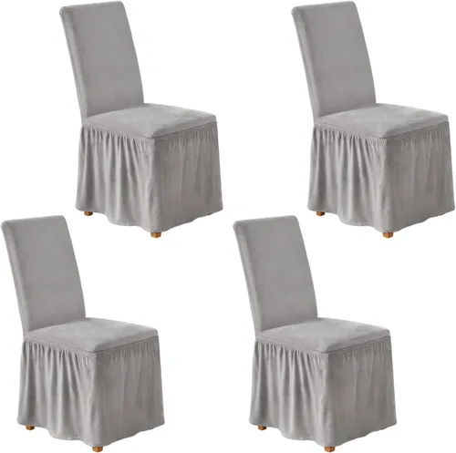 Vista 16 de NICEEC Fundas de silla de elastano para sillas de comedor, juego de 2 fundas de silla de comedor extraíbles con falda, fundas para sillas Parson