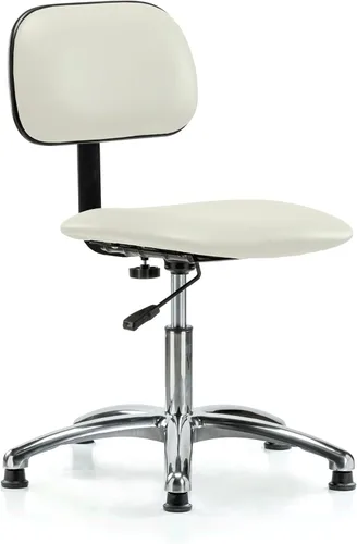 Vista 69 de Perch - Silla de laboratorio cromada con respaldo ajustable, altura del escritorio de 17 a 22 pulgadas, tela negra