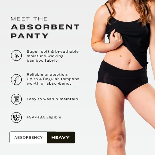 Vista 3 de Bambody Absorbent Panties, Period Underwear for Women and Teens - Leakproof, Soft, Breathable, Comfortable