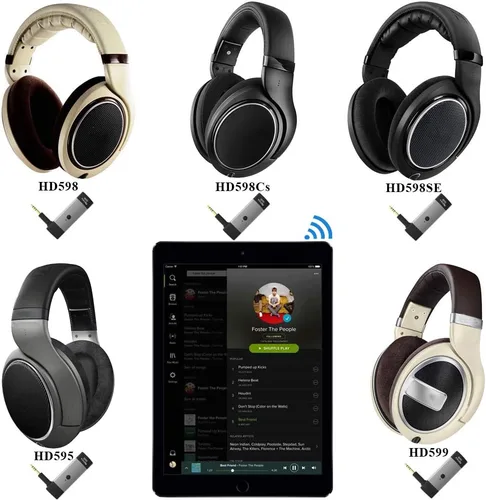 Vista 5 de Adaptador Bluetooth y receptor de audio inalámbrico con micrófono y conector de 0.098 in para auriculares Sennheiser HD598 / HD598Cs / HD598SE
