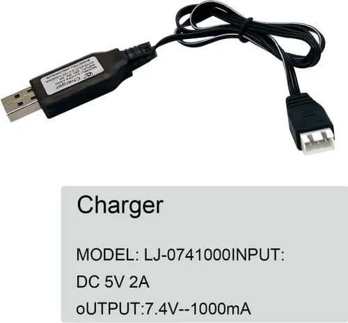 Vista 3 de Paquete de 3 cables de carga USB de batería LiPo de 7.4V 2S de carga rápida 1A con conector XH-3P para RC Car Truck Rock Crawler FPV Drone Avión