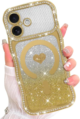 Vista 11 de AIGOMARA Funda magnética rizada para iPhone 17 para mujer, diseño de Negro