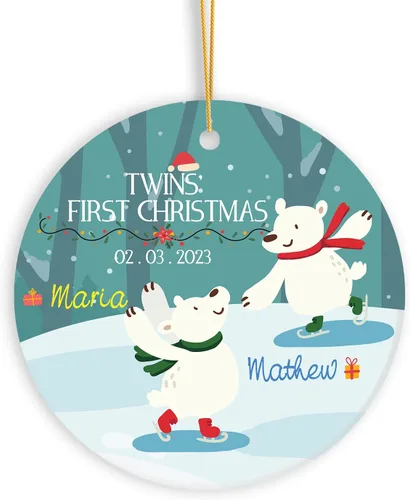 Vista 13 de Adorno de Navidad personalizado para parejas, adorno de nuestra primera Navidad juntos, regalo de recuerdo personalizado para parejas, adorno