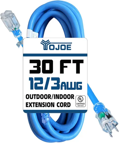 Vista 38 de YOJOE Extensión de cable para interiores y exteriores con extremo iluminado, cable resistente de 3 puntas 15A a prueba de inclemencias del tiempo