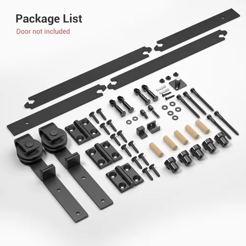 Vista 5 de CCJH Kit de riel deslizante de 3 pies/36 pulgadas para puerta de granero plegable resistente para 2 puertas (sin puerta de madera, solo hardware)