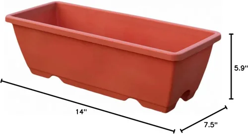 Vista 10 de Maceta de plástico de 14 pulgadas con platillo adjunto, para uso en interiores y exteriores, maceta rectangular (color terracota)