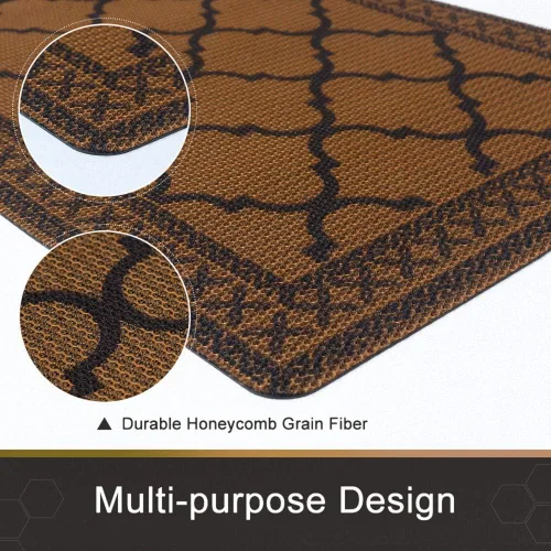 Vista 6 de Carvapet Tapete antideslizante marroquí con textura de panal de abeja, tapete de cocina, para interiores y exteriores, fácil de limpiar, tapetes