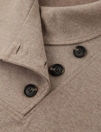 Vista 4 de Timeson - Sudadera tipo túnica de manga larga con solapa y botones para mujer