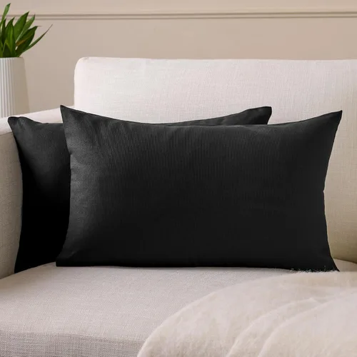Vista 38 de Encasa XO Juego de 2 fundas de almohada de 12 x 12 pulgadas, color beige, sin rellenos, fundas de almohada de algodón para sala de estar, cama
