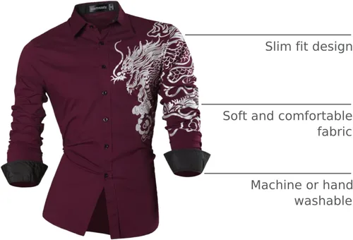 Vista 130 de JZS041, camisa de vestir de manga larga para hombre