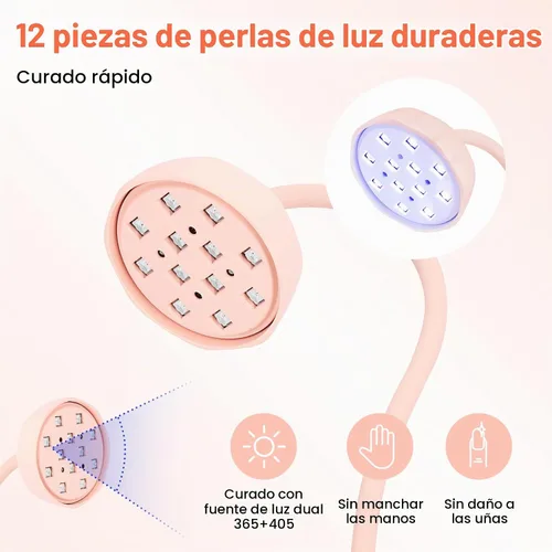 Vista 6 de Lámpara de uñas LED UV, lámpara de uñas de curación flash con sensor automático y 2 temporizadores, luz UV de cuello de cisne para gel de extensión