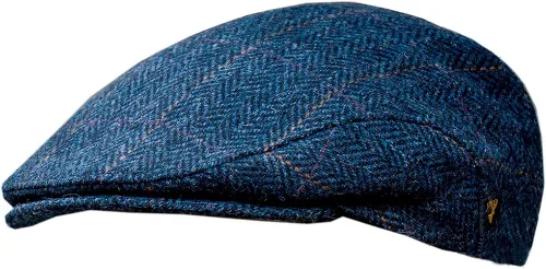 Vista 3 de Gorra plana Donegal Tweed para hombre, estilo tradicional, artículo de moda moderna, azul