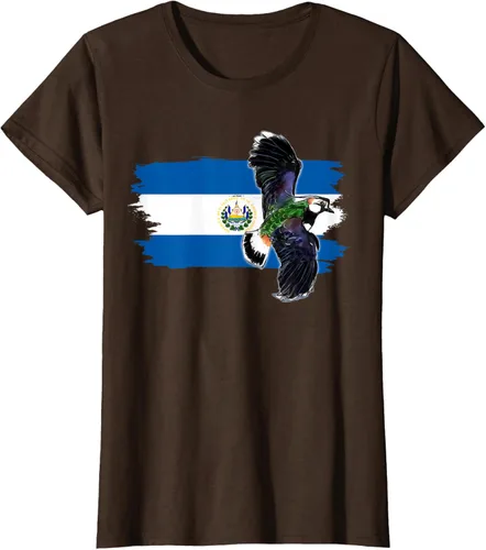Vista 18 de Camiseta con la bandera de El Salvador, mapa de El Salvador, camiseta de Salvador para mujer, Negro