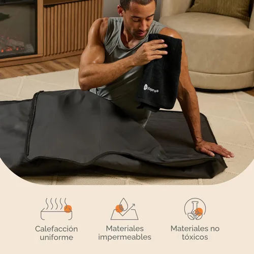 Vista 6 de Manta de sauna infrarroja LifePro para desintoxicación y relajación – Sauna portátil de infrarrojos lejanos para el hogar para desintoxicación