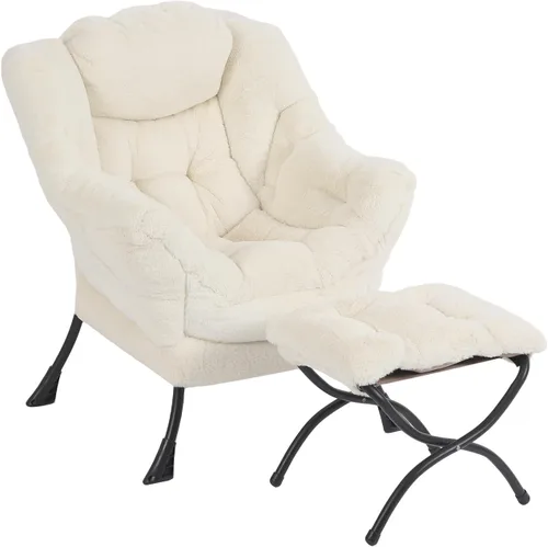 Vista 16 de Furlide - Silla perezosa con otomana, silla moderna con reposapiés plegable, silla de acento de salón, silla de lectura cómoda, sillones grandes